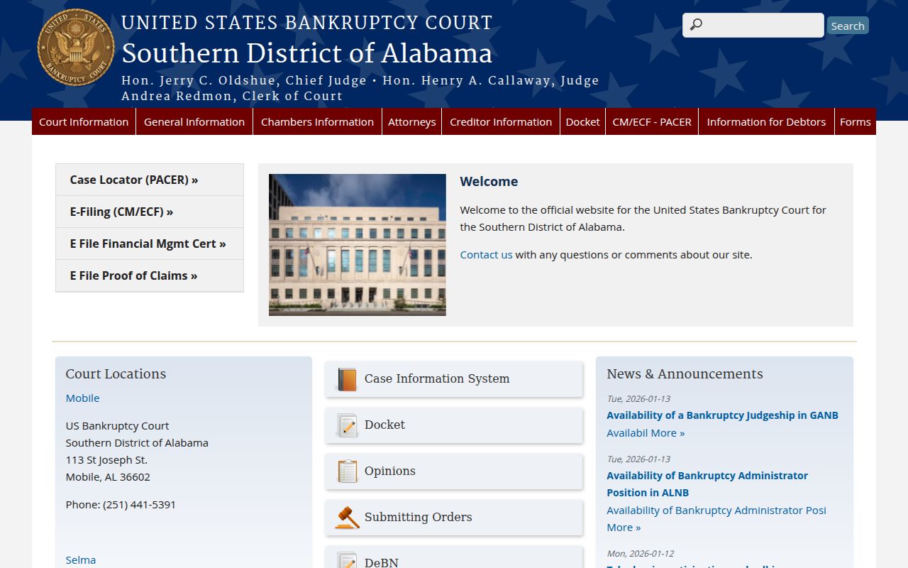 U.S. Bankruptcy Court Southern District of Alabama serving Baldwin County