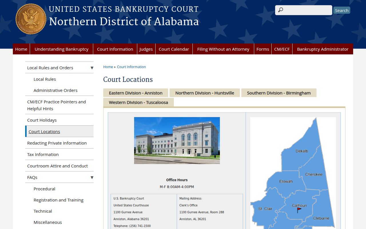 U.S. Bankruptcy Court Northern District of Alabama serving Jackson County