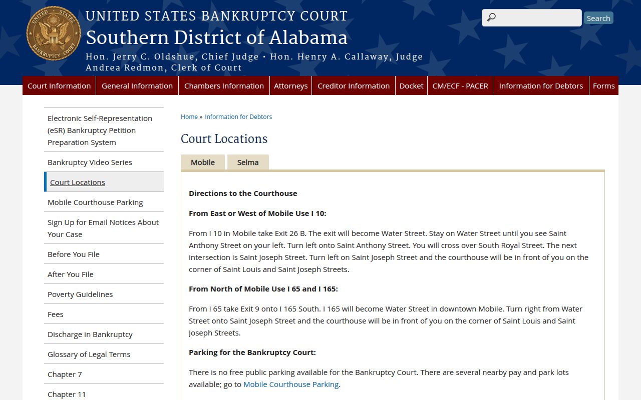 U.S. Bankruptcy Court Southern District of Alabama headquarters in Mobile