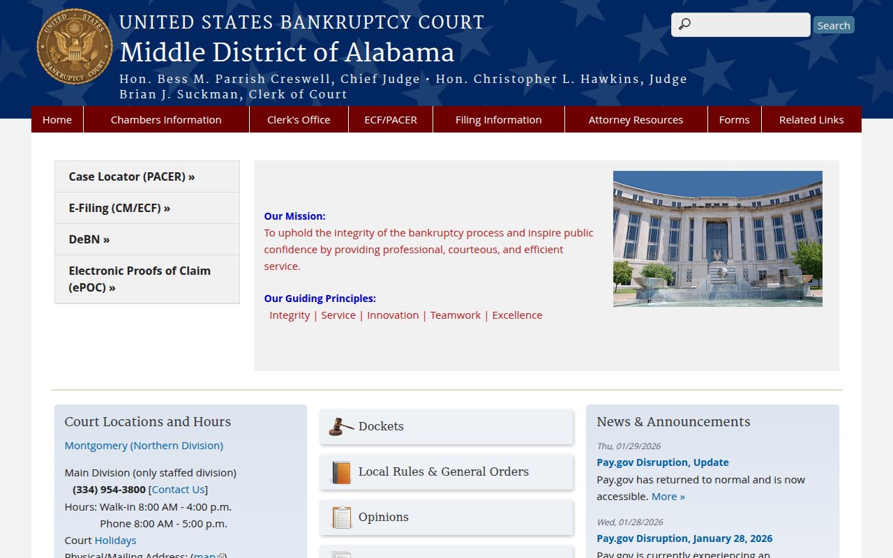 U.S. Bankruptcy Court Middle District of Alabama serving Russell County